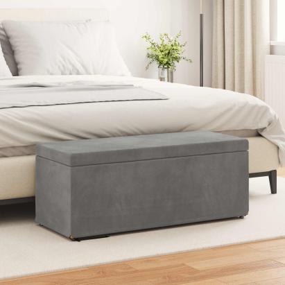 Taburet Gri închis 101 x 41 x 40 cm Catifea și lemn stratificat GartenMobel Dekor