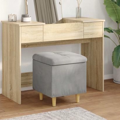 Ottomană de depozitare Gri deschis 40 x 40 x 45 cm Catifea GartenMobel Dekor