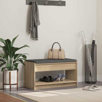 Bancă pentru hol cu pernă cu raft Stejar Sonoma 83 x 38 x 45 cm GartenMobel Dekor