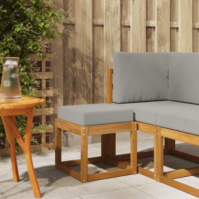 Bancă de taburet Gri natural și deschis 43 x 43 x 37 cm GartenMobel Dekor