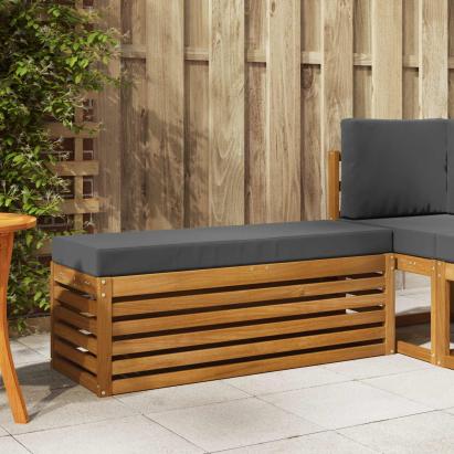 Bancă de taburet cu pernă Natural și Antracit 115 x 43 x 37 cm GartenMobel Dekor