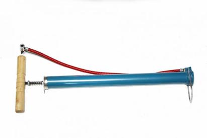 Pompă auto manuală cu manometru și mâner din lemn, corp metalic