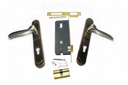 Broască cu butuc L11 AB cu șilduri, set complet pentru ușă