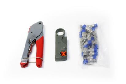 Set clește compresie pentru mufe F RG59/RG6 cu dezizolator și mufe