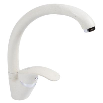 Baterie de bucătărie Ecostone albă, monocomandă, pipă mobilă 210 mm