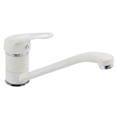 Baterie bucătărie monocomandă albă Ecostone, pipă mobilă 226 mm, cartuș ceramic