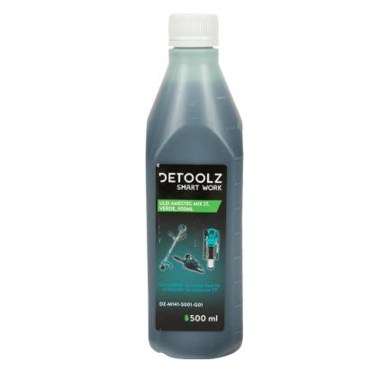 Ulei amestec 2T verde Detoolz 500 ml pentru motoare în doi timpi