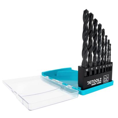 Set burghie pentru metal Detoolz G01, 8 bucăți, 3–10 mm, cu suport