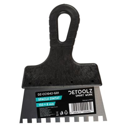 Șpaclu zimțat Detoolz 150x8 mm pentru aplicare adeziv, mâner ergonomic