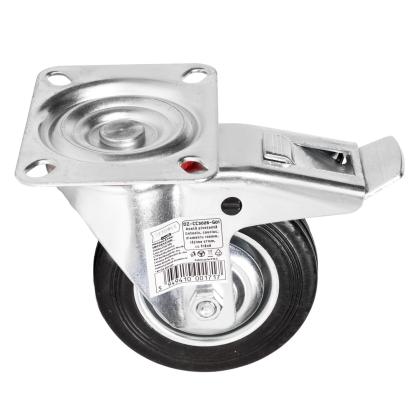 Roată pivotantă Detoolz 100x27 mm din cauciuc, cu frână, CF G01