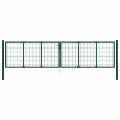 Poartă de grădină din plasă, oțel, verde, 400x75 cm GartenMobel Dekor