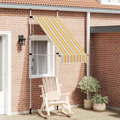 Copertină retractabilă manual, galben & albastru, 100 cm, dungi GartenMobel Dekor