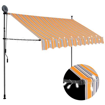 Copertină retractabilă manual cu LED, galben & albastru, 250 cm GartenMobel Dekor