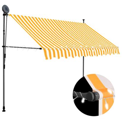Copertină retractabilă manual cu LED, alb & portocaliu, 250 cm GartenMobel Dekor