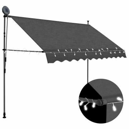 Copertină retractabilă manual cu LED, antracit, 250 cm GartenMobel Dekor