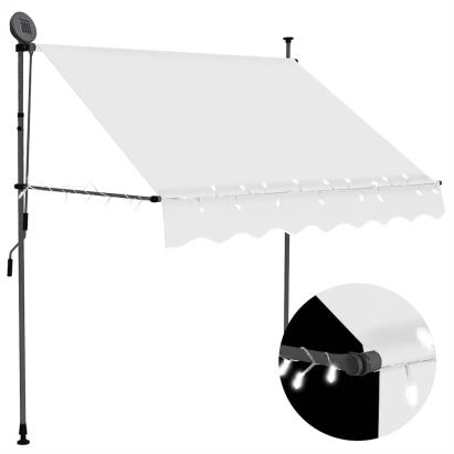 Copertină retractabilă manual cu LED, crem, 200 cm GartenMobel Dekor