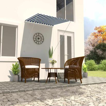 Copertină retractabilă, albastru și alb, 100 x 150 cm GartenMobel Dekor