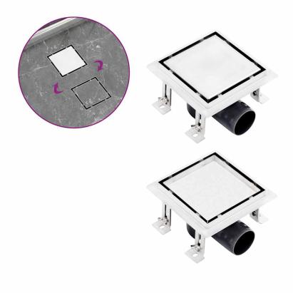 Rigolă de duș capac plat gresie 2-în-1 15x15 cm oțel inoxidabil GartenMobel Dekor