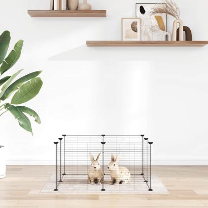 Cușcă pentru animale de companie cu 8 panouri, neagră, 35x35 cm, oțel GartenMobel Dekor