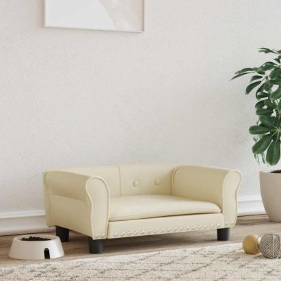 Pat de câini, crem, 70x45x30 cm, piele ecologică GartenMobel Dekor