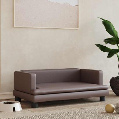 Pat de câini, maro, 80x45x30 cm, piele ecologică GartenMobel Dekor