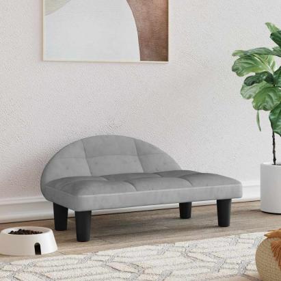 Pat de câini, gri deschis, 70x52x30 cm, catifea GartenMobel Dekor