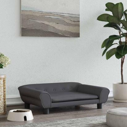 Pat de câini, gri închis, 70x48x22 cm, catifea GartenMobel Dekor