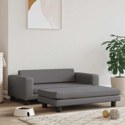 Pat pentru câini cu extensie, gri, 100x50x30 cm, piele eco GartenMobel Dekor