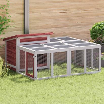 Cușcă de iepuri, cafeniu, 144x123x67,5 cm, lemn masiv de pin GartenMobel Dekor