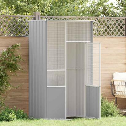 Colivie pentru păsări gri 115x78x200 cm oțel galvanizat GartenMobel Dekor