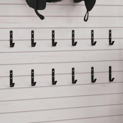 Cârlige de perete în formă de J, 12 buc., negru, oțel GartenMobel Dekor
