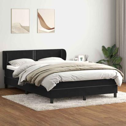 Pat box spring cu saltea, negru, 140x210 cm, catifea GartenMobel Dekor