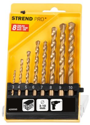 Set burghie pentru zidărie Strend Pro FD023, 8 piese, 3–10 mm, TiN