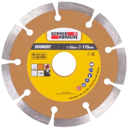 Disc diamantat segmentat Konner D71003 115 mm pentru beton, piatra si caramida