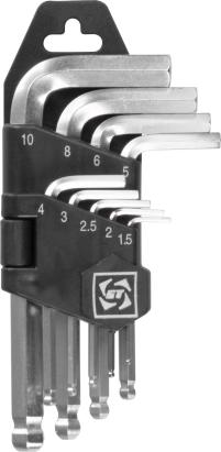 Set chei imbus cu bilă Strend Pro HK0044, 9 piese, 1,5–10 mm, scurte