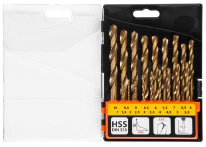 Set burghie pentru metal Strend Pro FD032, HSS TiN, 19 piese (1–10 mm)