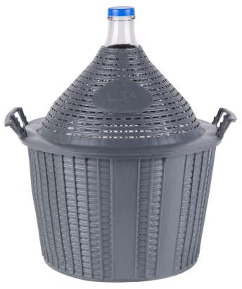 Damigeană din sticlă 34L pentru vin și țuică, cu protecție plastică