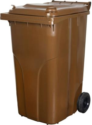 Pubelă Europlast 240 L din HDPE, maro, cu roți pentru deșeuri