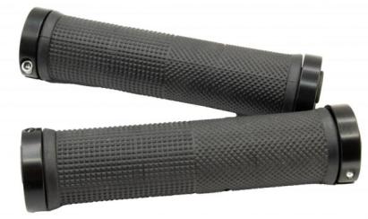 Mansoane ghidon Strike 130 mm, ergonomice TPR, cu inele de blocare aluminiu, negru-gri