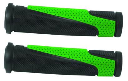 Mansoane bicicletă ergonomice Caper din TPR, anti-alunecare, bi-color negru/verde, 130 mm