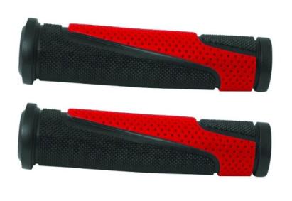 Mansoane bicicleta Caper 130 mm, ergonomice anti-alunecare, bi-color negru-rosu