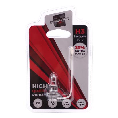 Bec halogen auto H3 12V 55W Carguard, +30% lumină pentru vizibilitate sporită