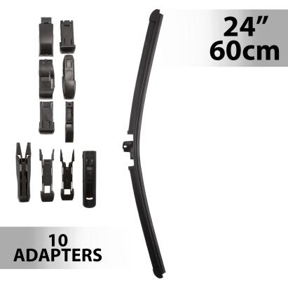 Ștergător parbriz profesional 24”/60 cm Carguard cu 10 adaptoare