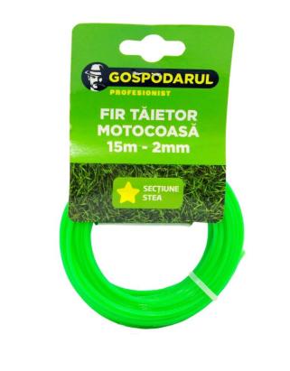 Fir tăietor pentru motocoasă 15 m, 2 mm, secțiune stea Gospodarul