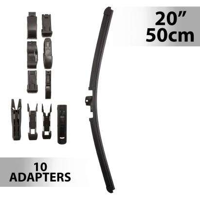 Ștergător parbriz profesional 20"/50 cm cu 10 adaptoare, Carguard