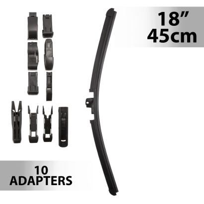 Ștergător parbriz profesional 18”/45 cm Carguard, multiadaptor cu 10 adaptoare
