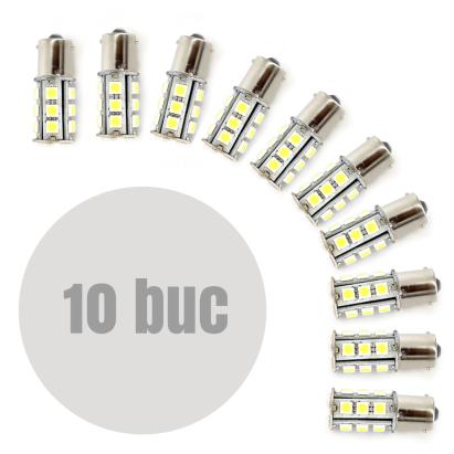 Bec LED pentru frana 12V BA15S, 18 LED SMD, 290 lm (set 10 bucati)