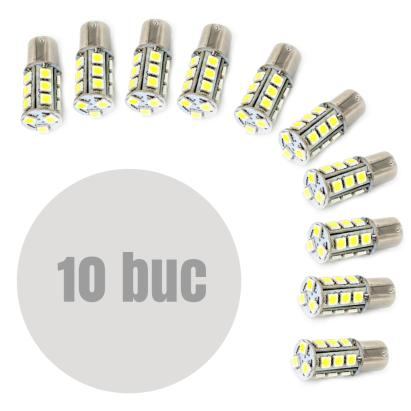 Bec LED pentru frână 12V BAY15D, 18 LED SMD, 290 lm (set 10 buc.)