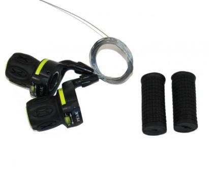 Manete schimbător rotative Peak 3x7 pentru bicicletă, cu cabluri