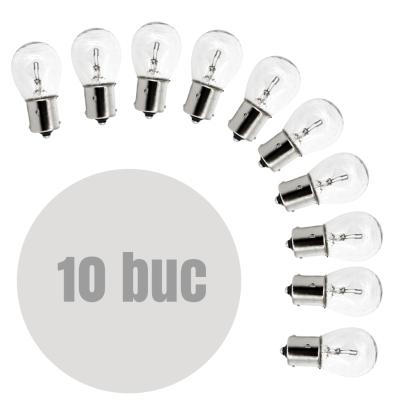 Set 10 becuri auto P21W (BA15s) 12V 21W alb, Carguard